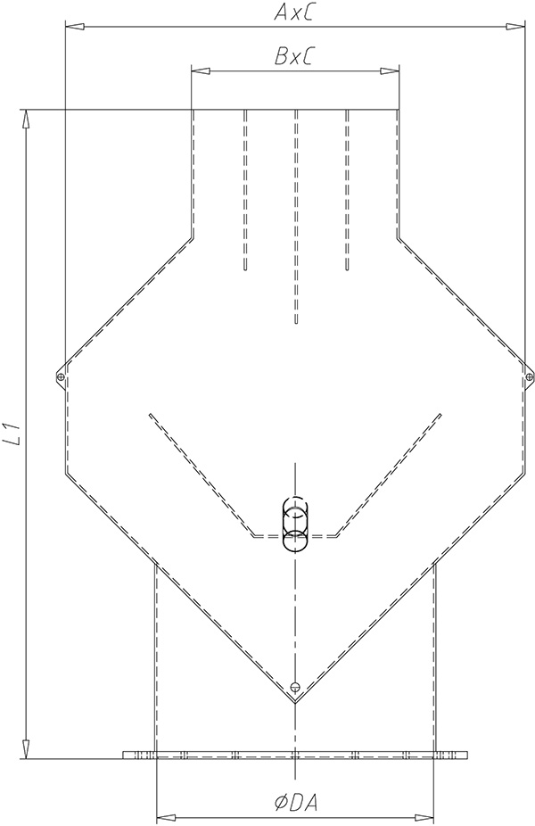 HoKa Deflektorhaube mit Flansch technische Zeichnung
