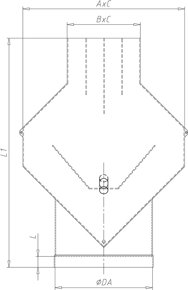 HoKa Deflektorhaube mit Muffe technische Zeichnung